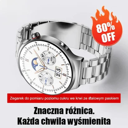 Smartwatch Y68 – Zegarek do pomiaru poziomu cukru we krwi ze stalowym paskiem